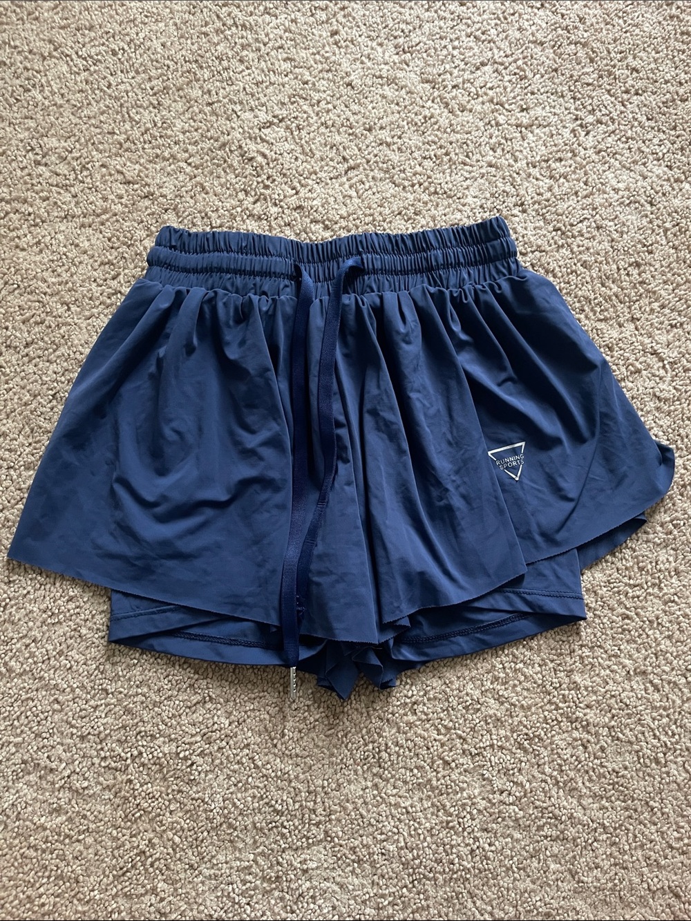Navy Layered Drawstring Athletic Shorts